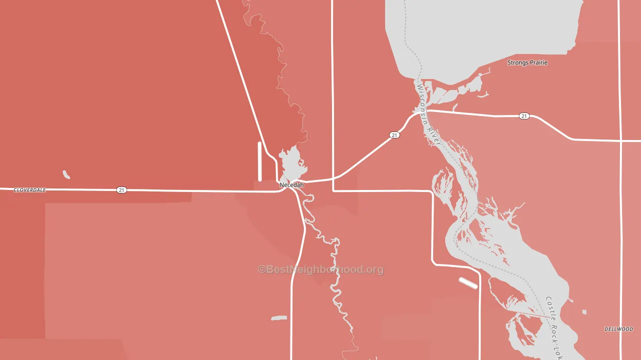 Necedah, WI block-group political-lean map