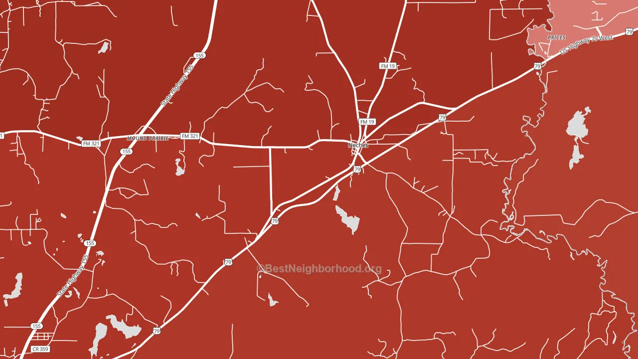 Neches, TX block-group political-lean map