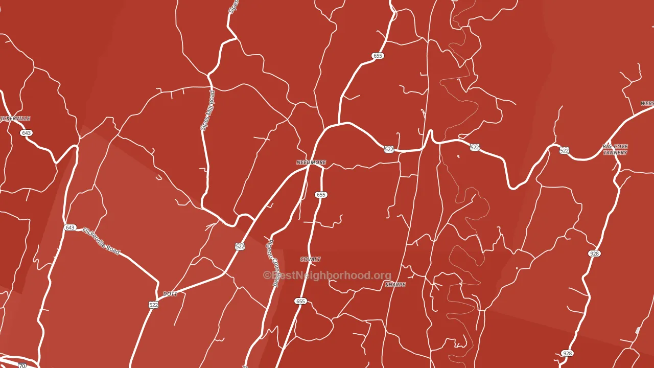 Needmore, PA block-group political-lean map