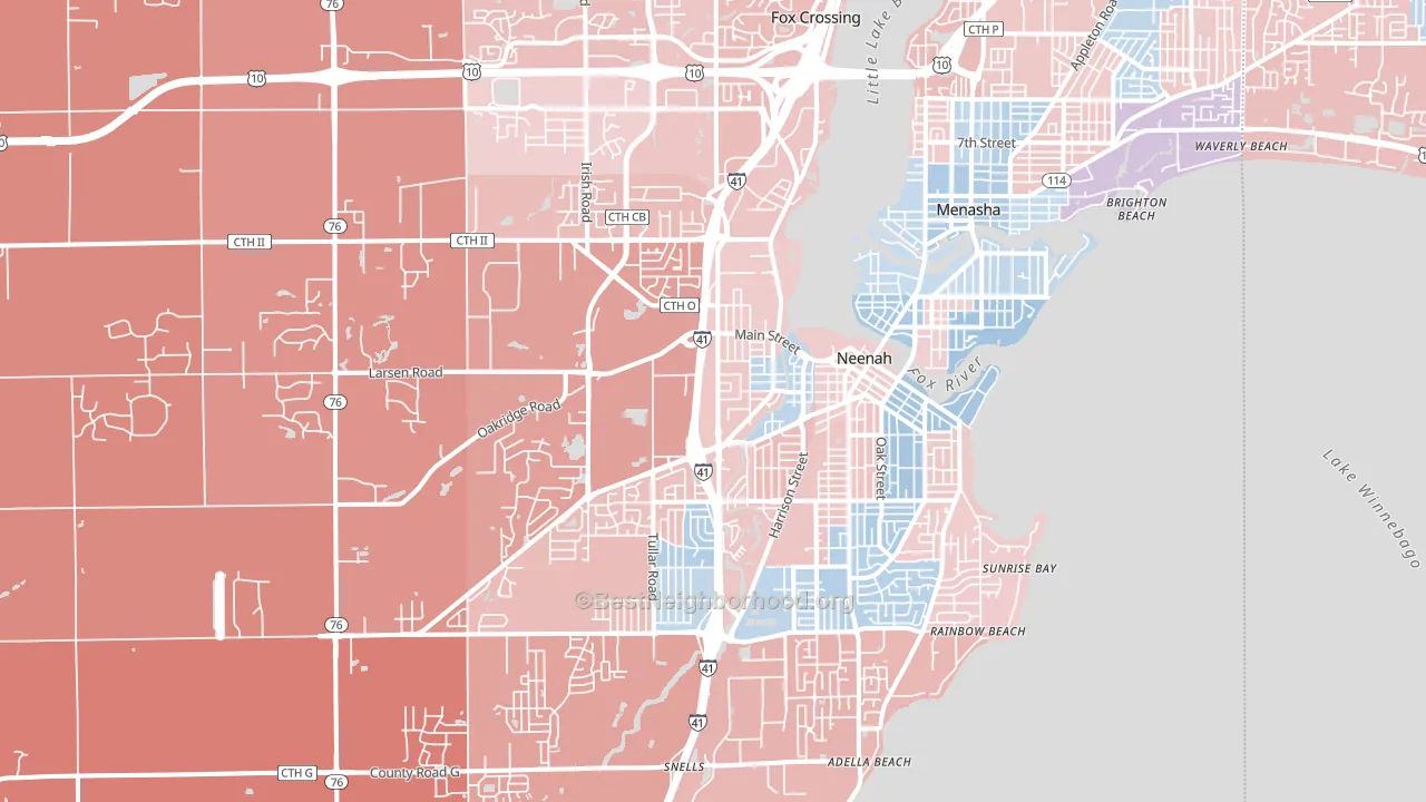 Neenah, WI block-group political-lean map
