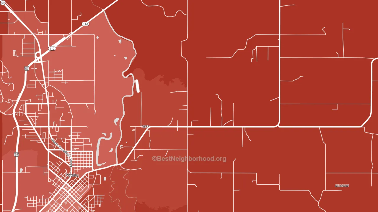 Neff, OK block-group political-lean map