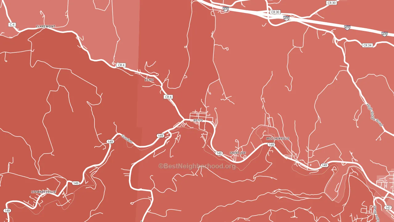 Neffs, OH block-group political-lean map
