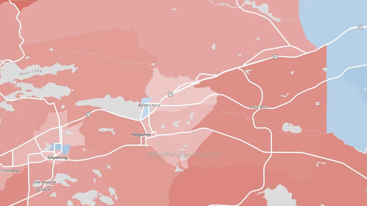 Negaunee, MI block-group political-lean map