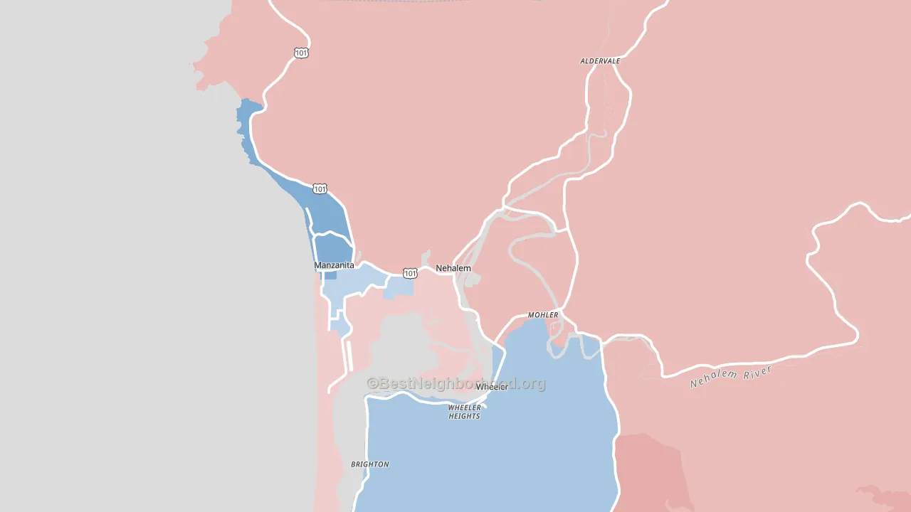 Nehalem, OR block-group political-lean map