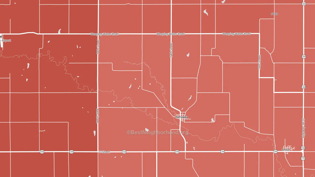 Nehawka, NE block-group political-lean map