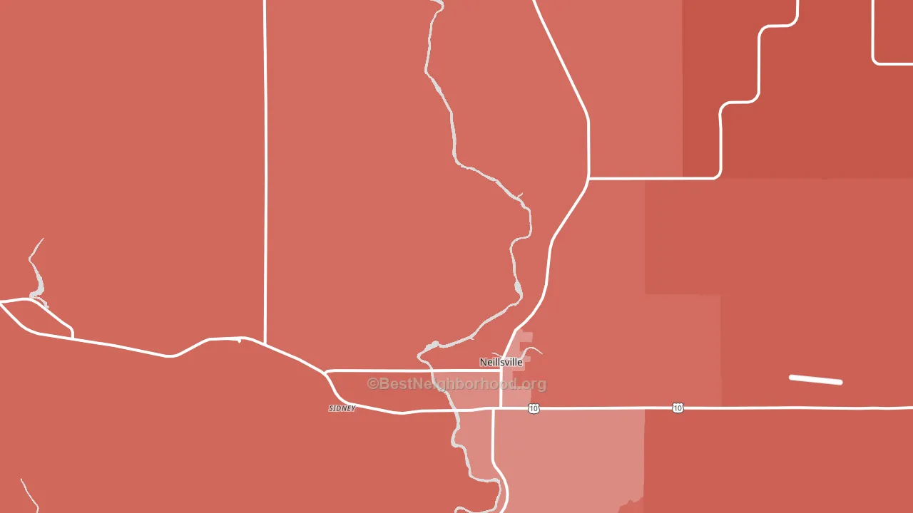 Neillsville, WI block-group political-lean map