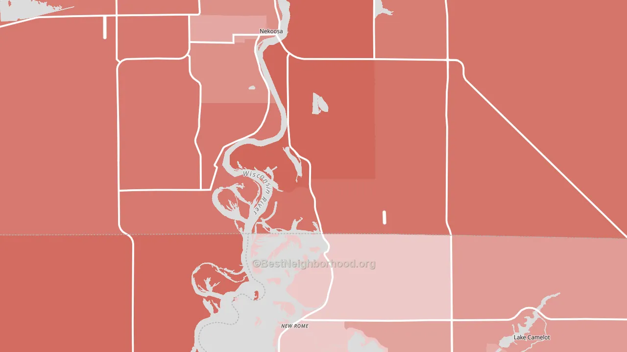 Nekoosa, WI block-group political-lean map