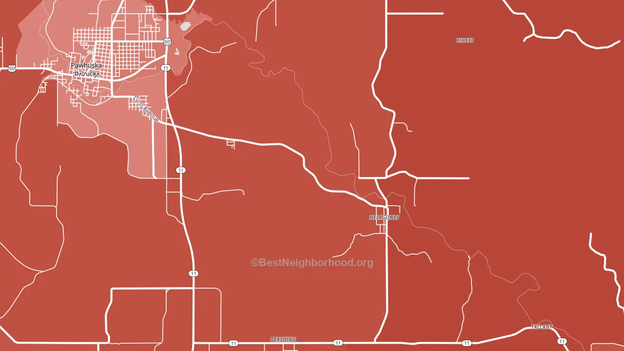Nelagoney, OK block-group political-lean map