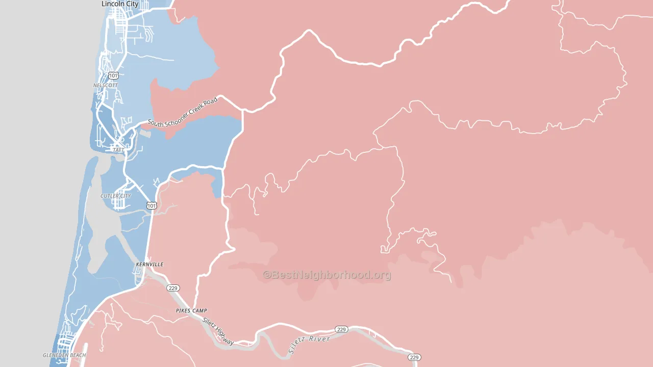 Nelscott, OR block-group political-lean map