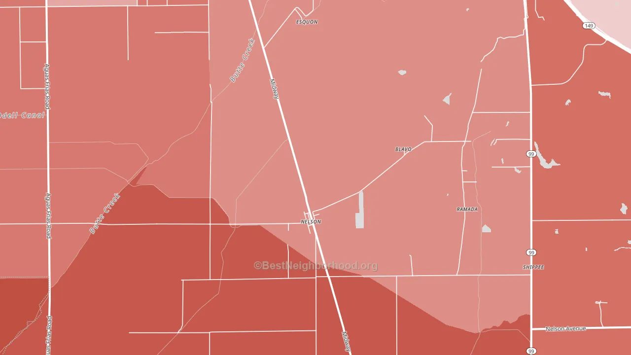 Nelson, CA block-group political-lean map