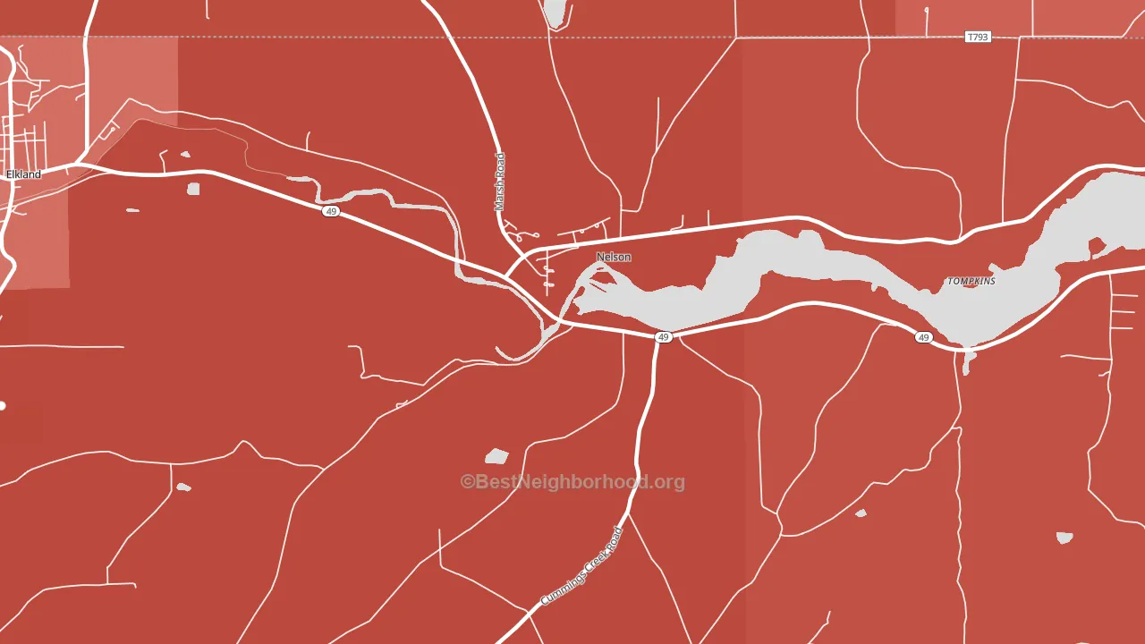 Nelson, PA block-group political-lean map