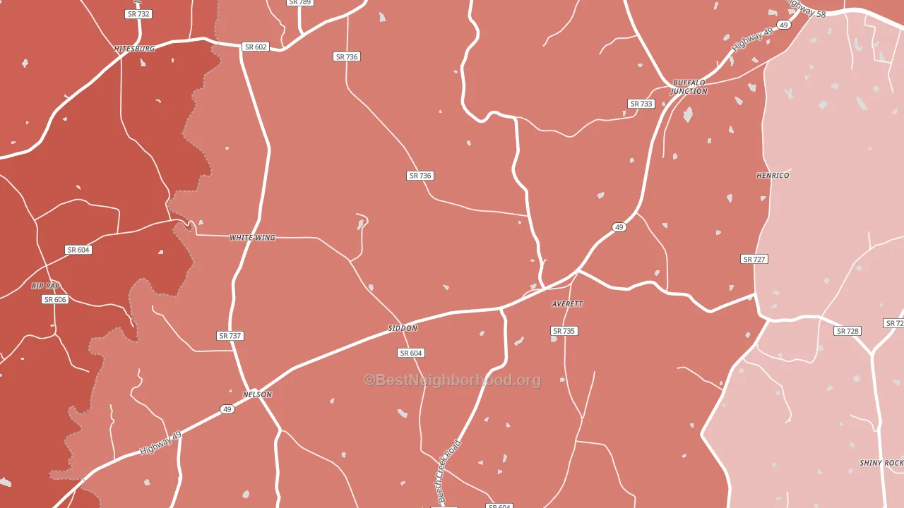 Nelson, VA block-group political-lean map