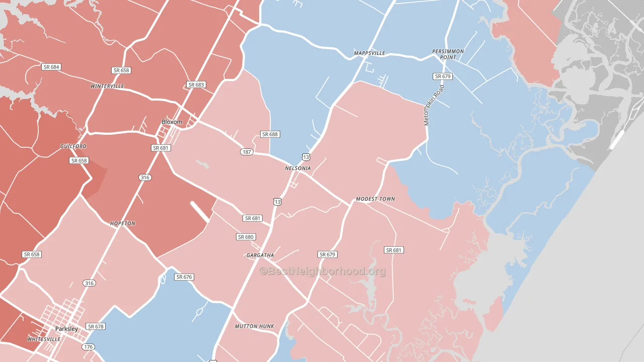 Nelsonia, VA block-group political-lean map