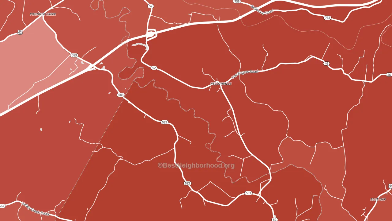 Nelsonville, KY block-group political-lean map