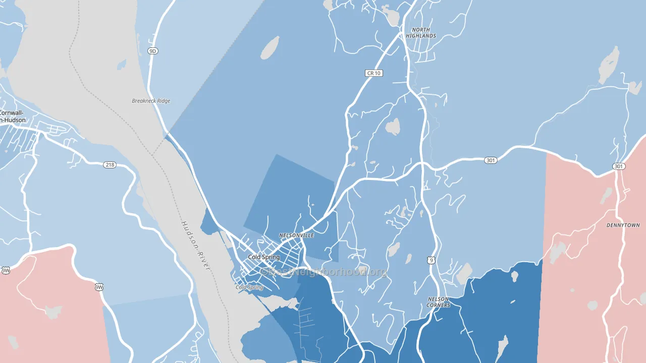 Nelsonville, NY block-group political-lean map
