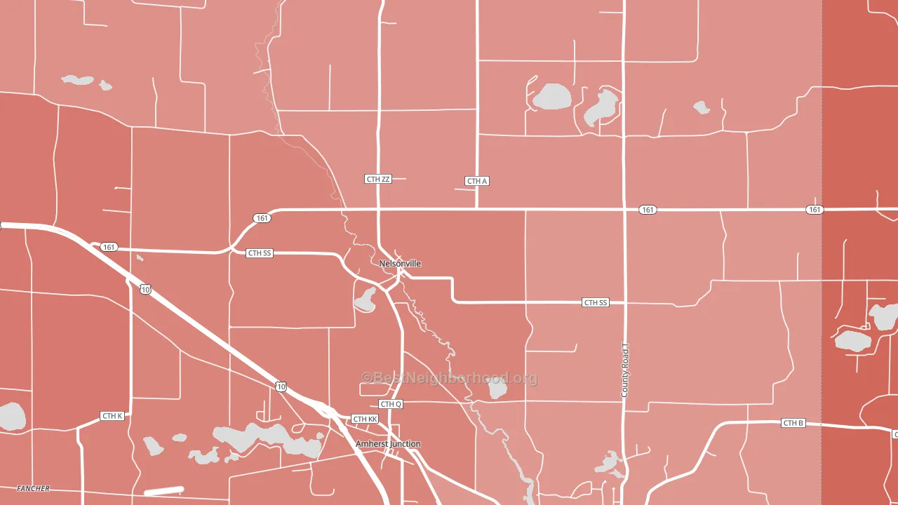 Nelsonville, WI block-group political-lean map