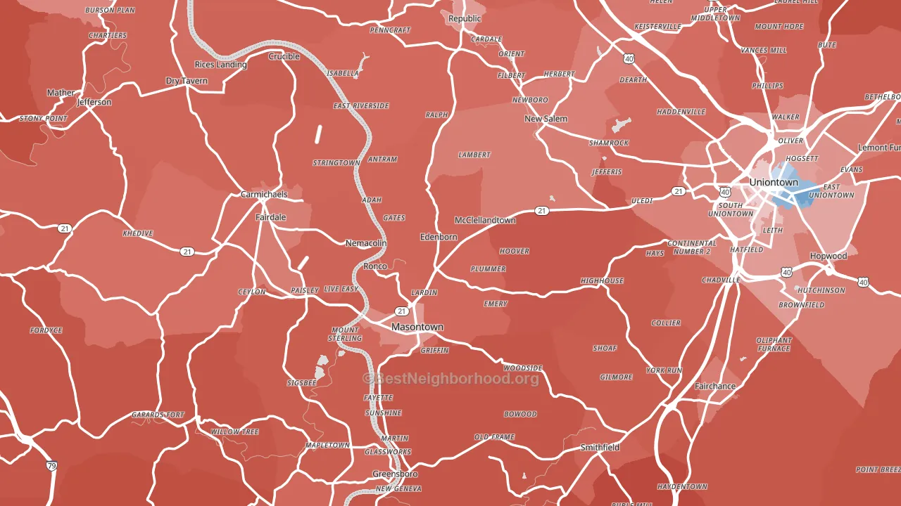 Nemacolin, PA block-group political-lean map