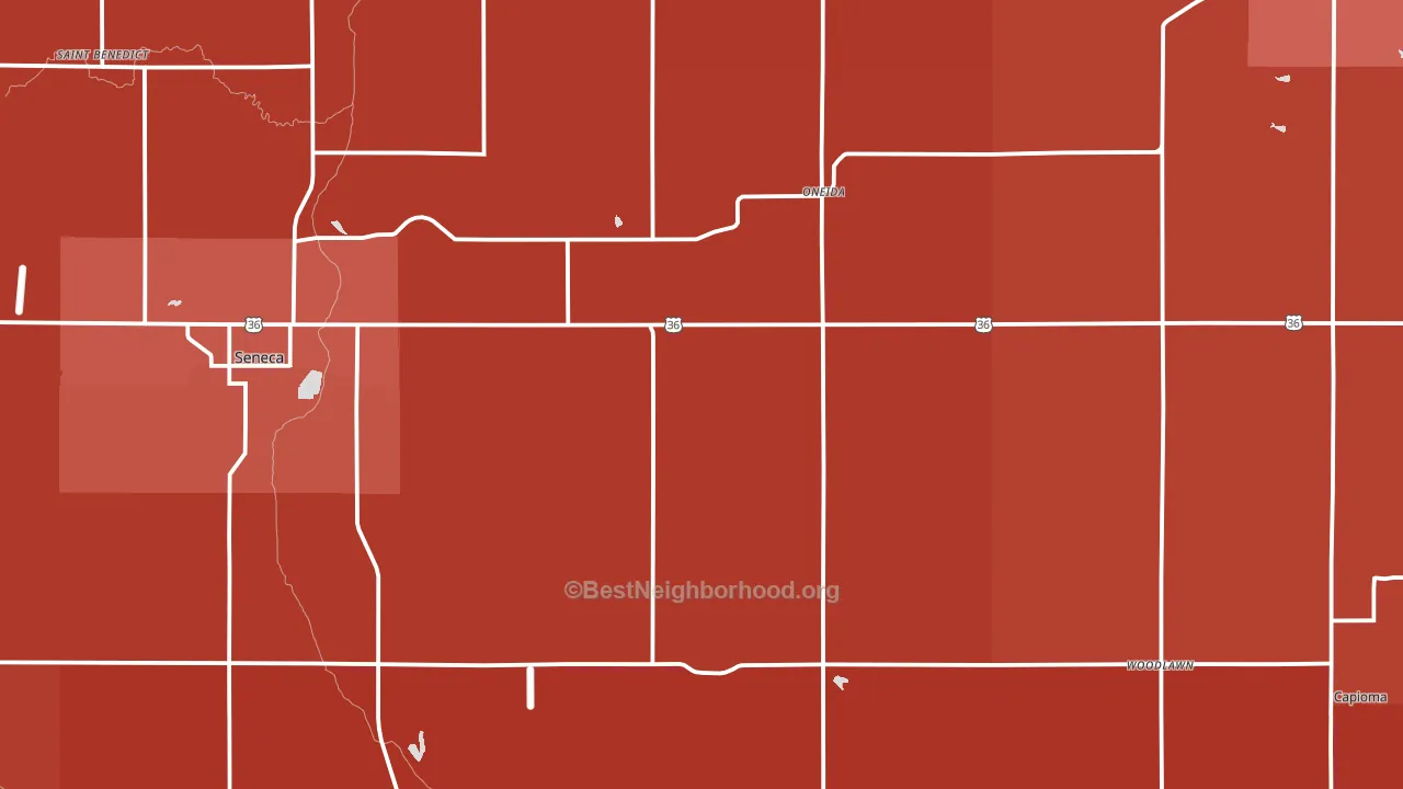 Nemaha County, KS block-group political-lean map