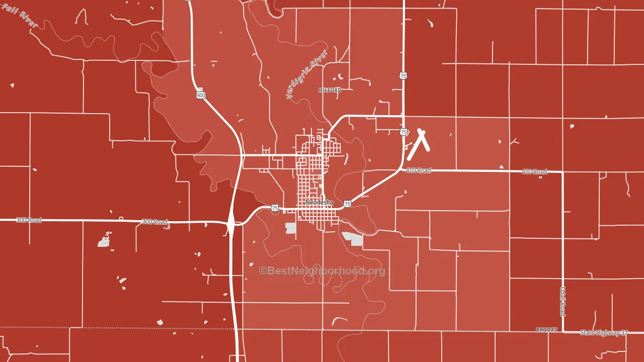 Neodesha, KS block-group political-lean map