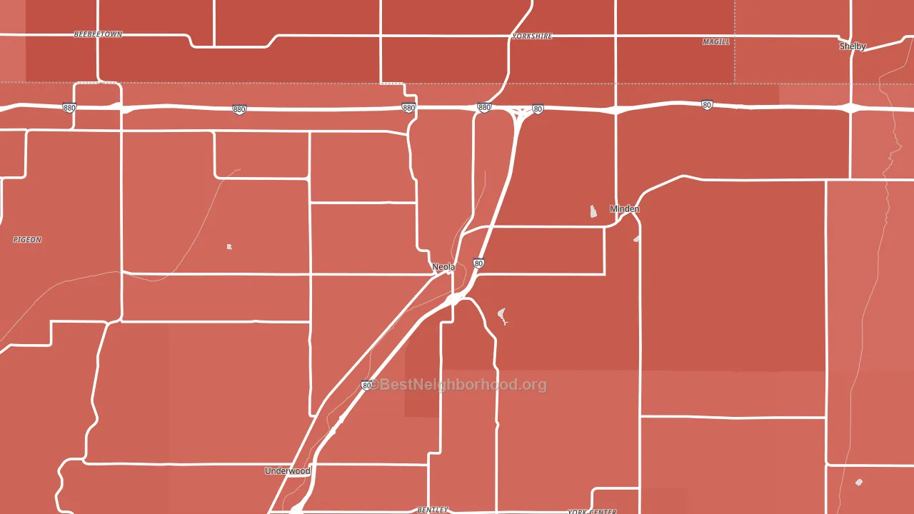 Neola, IA block-group political-lean map