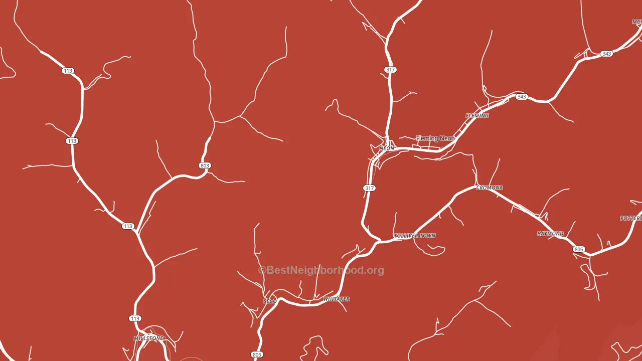 Neon, KY block-group political-lean map
