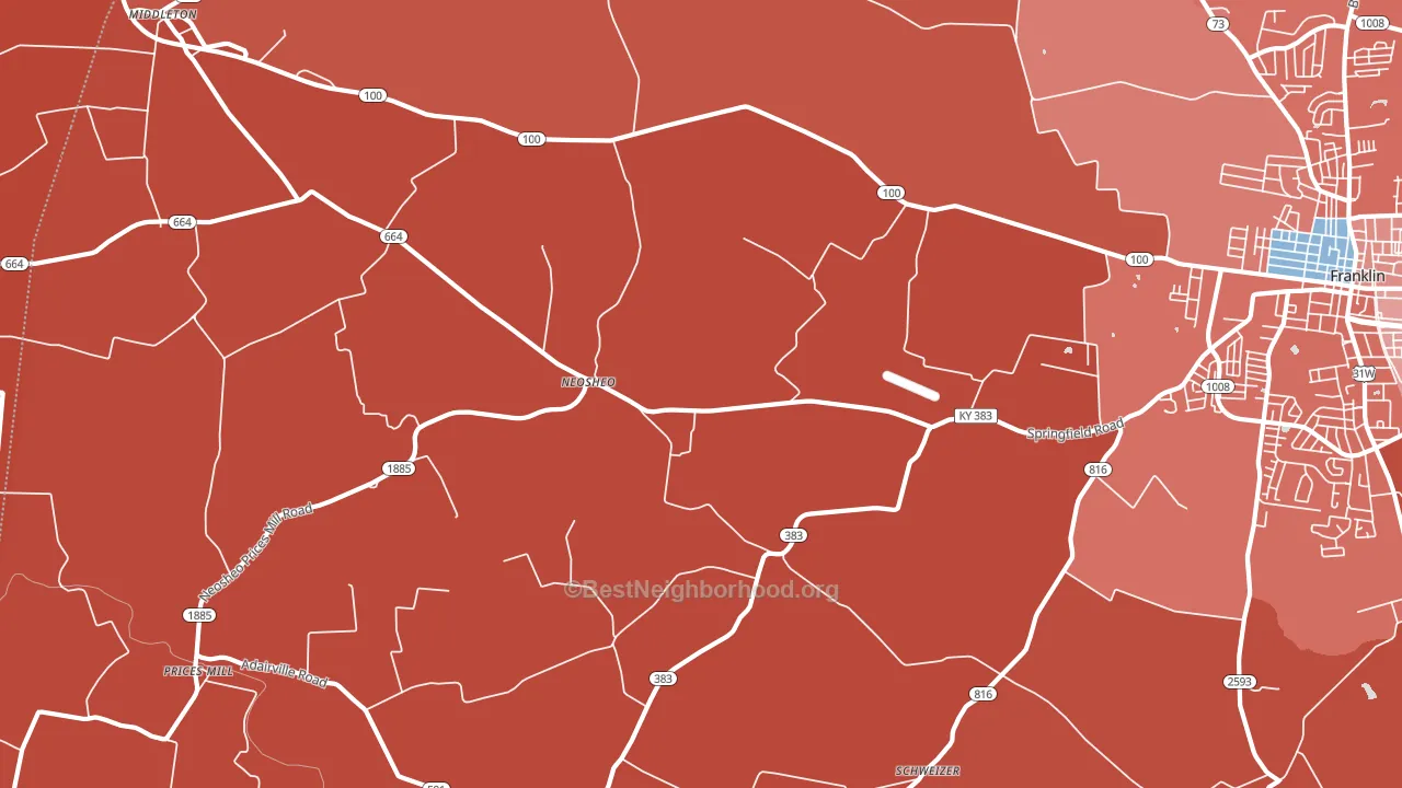 Neosheo, KY block-group political-lean map