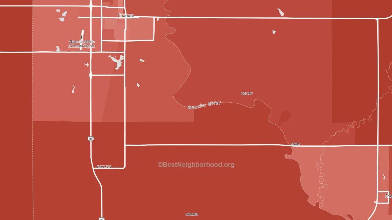 Neosho County, KS block-group political-lean map