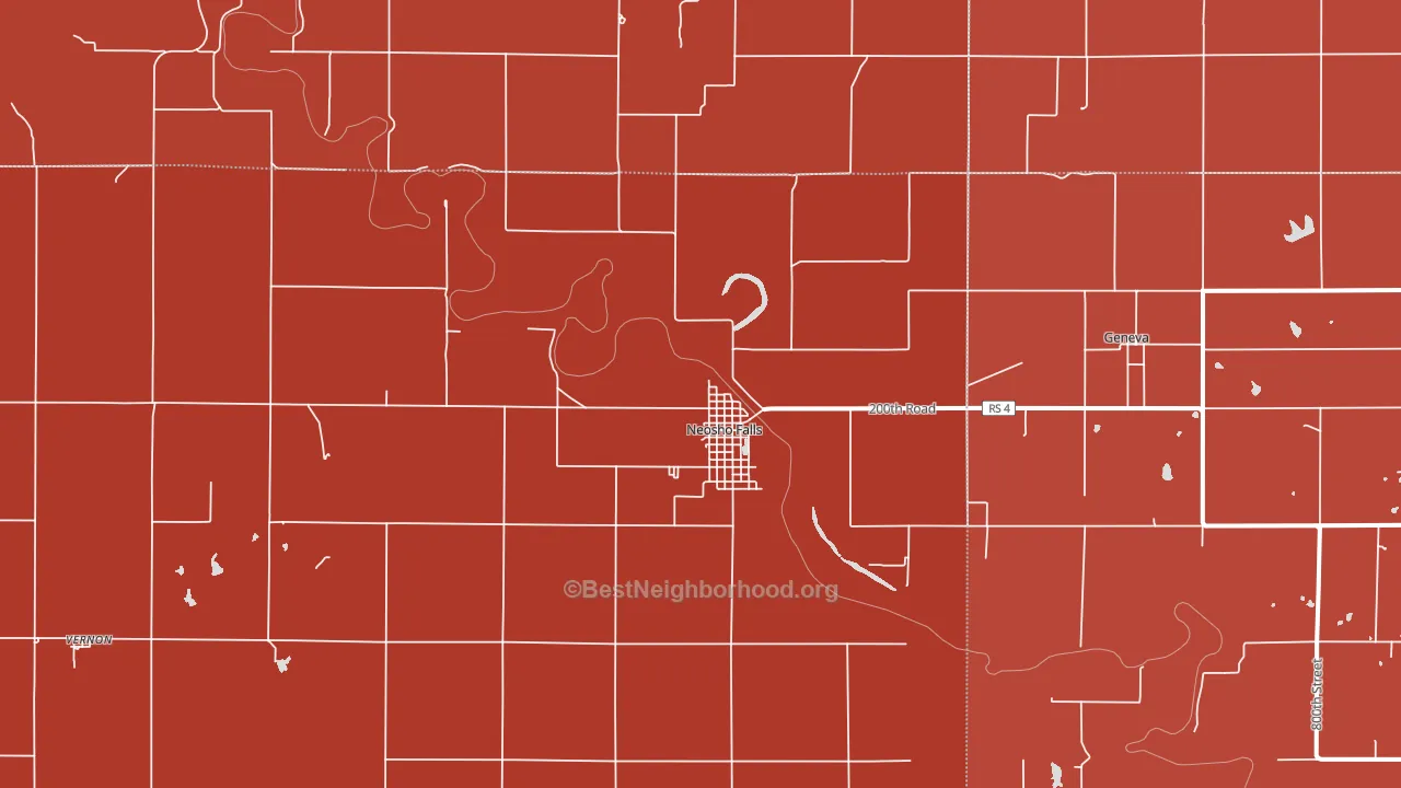 Neosho Falls, KS block-group political-lean map
