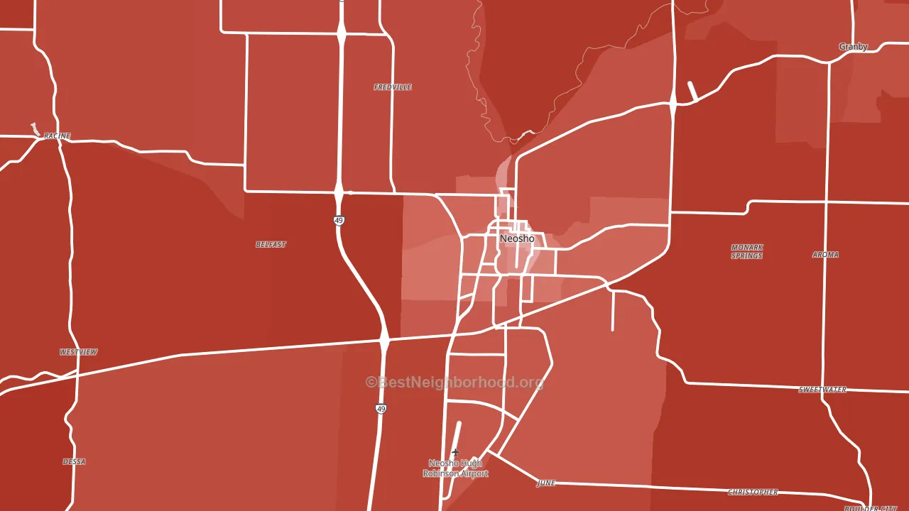 Neosho, MO block-group political-lean map
