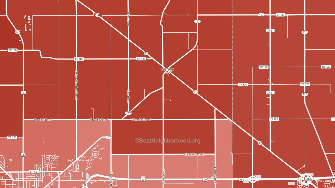 Neptune, OH block-group political-lean map