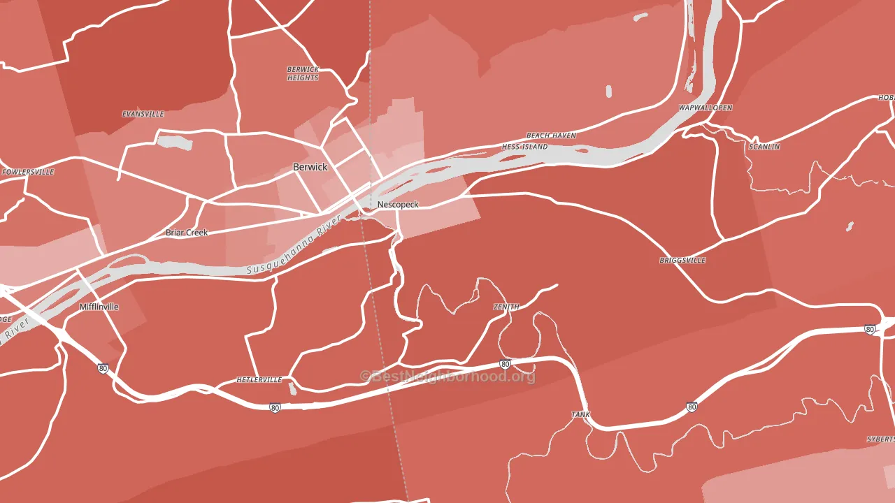 Nescopeck, PA block-group political-lean map