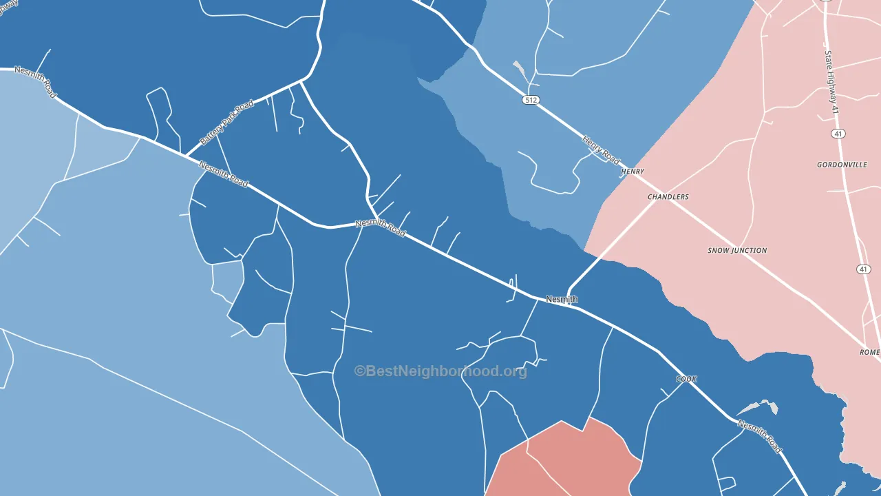 Nesmith, SC block-group political-lean map