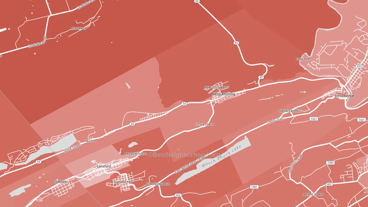 Nesquehoning, PA block-group political-lean map