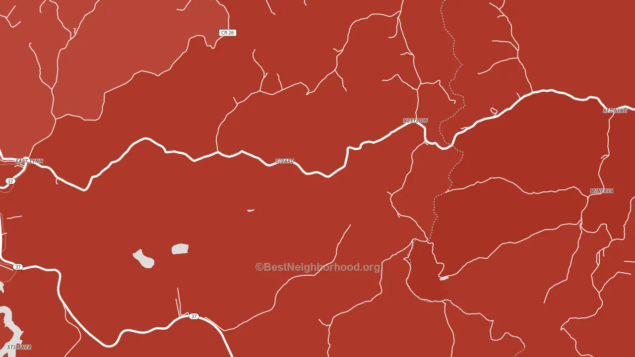 Nestlow, WV block-group political-lean map
