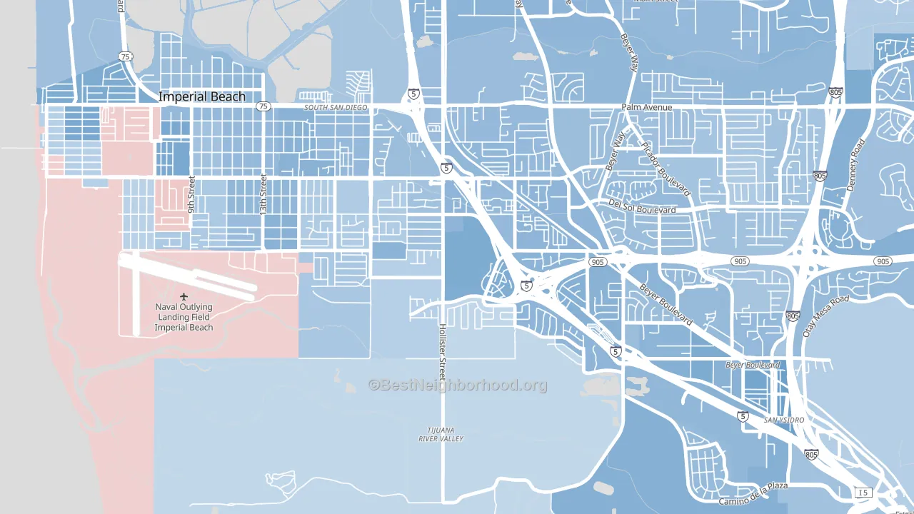 Nestor, San Diego, CA block-group political-lean map