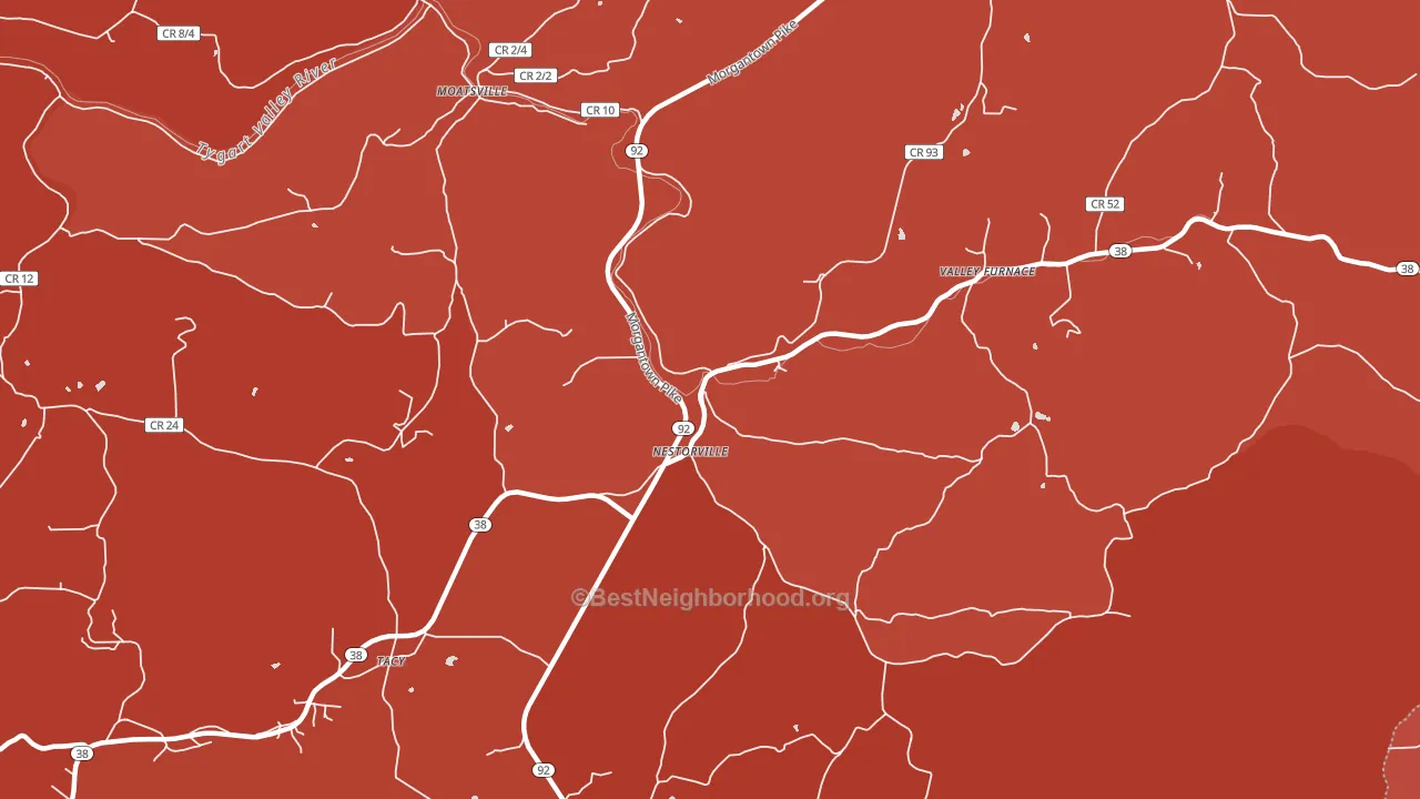 Nestorville, WV block-group political-lean map