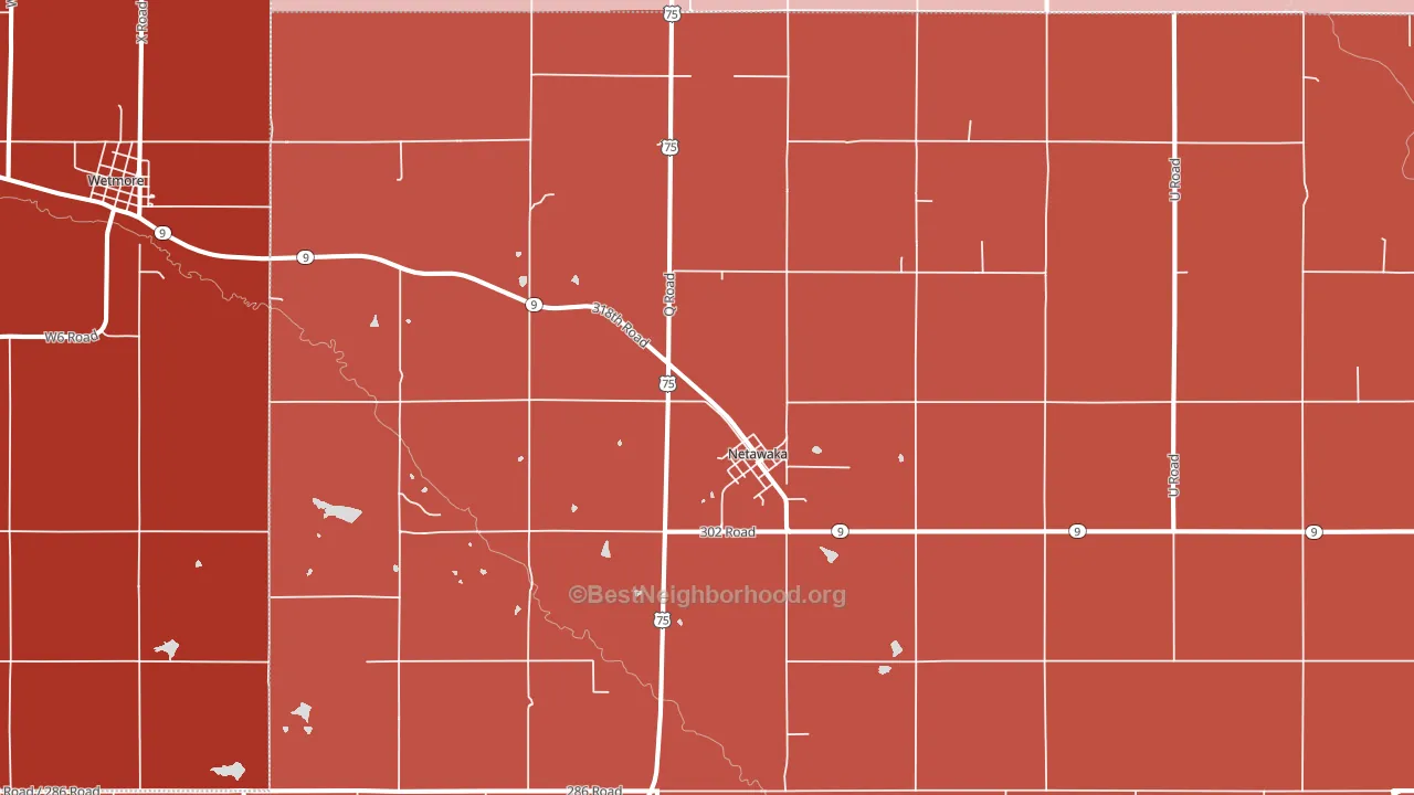 Netawaka, KS block-group political-lean map