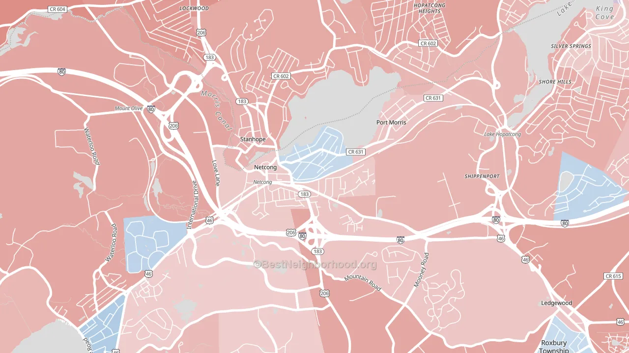 Netcong, NJ block-group political-lean map