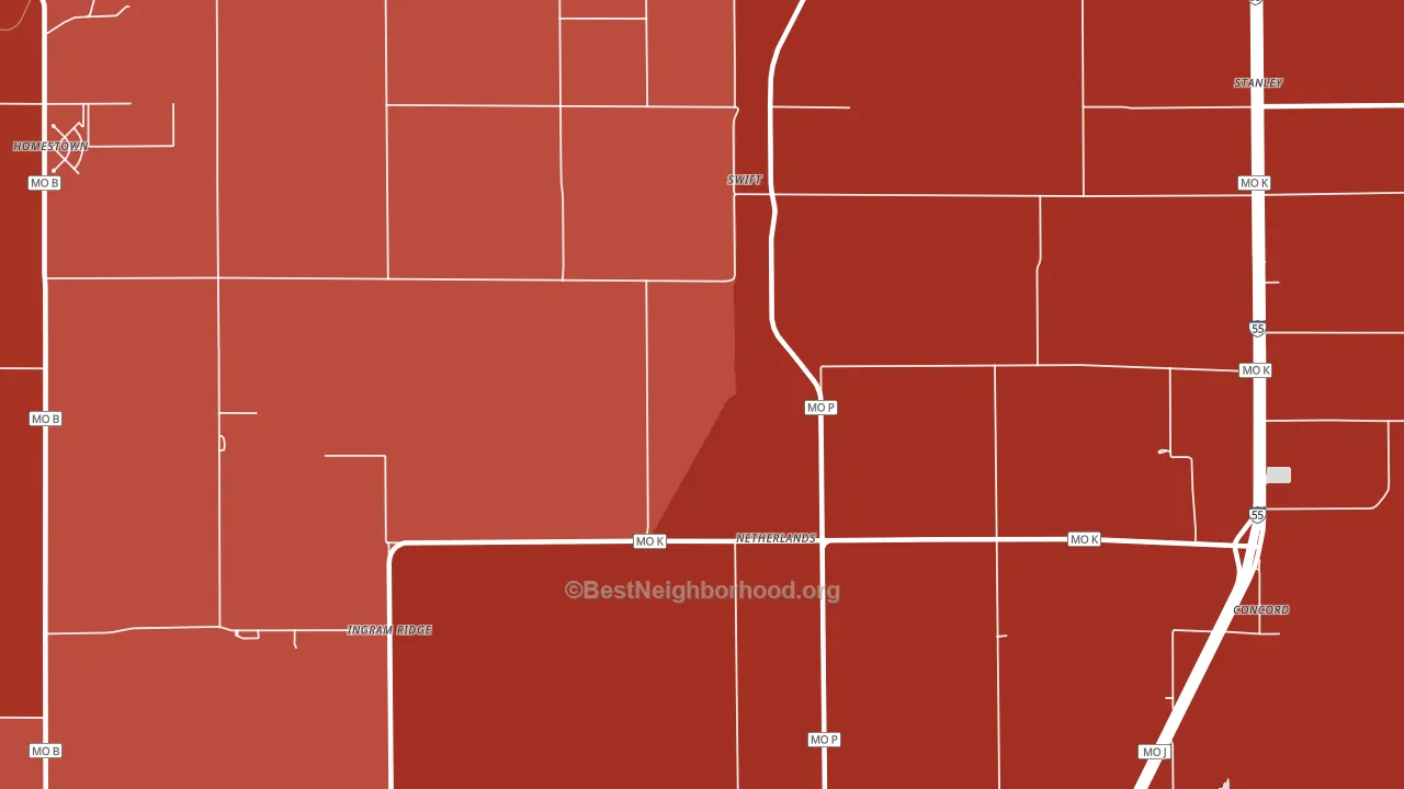 Netherlands, MO block-group political-lean map