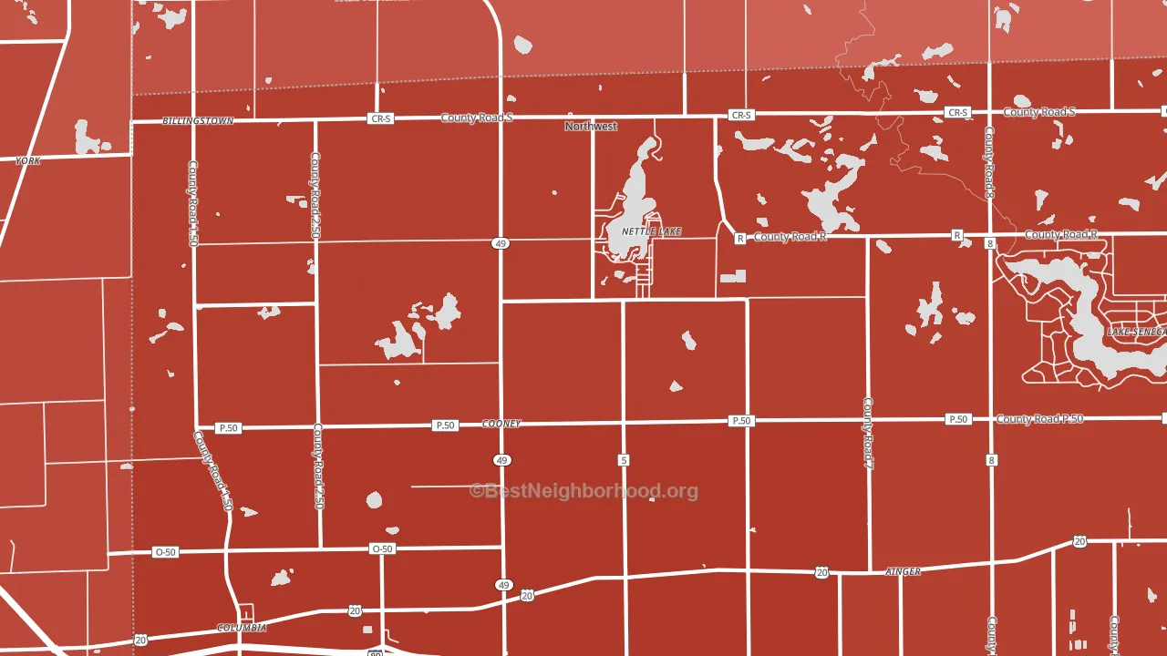 Nettle Lake, OH block-group political-lean map