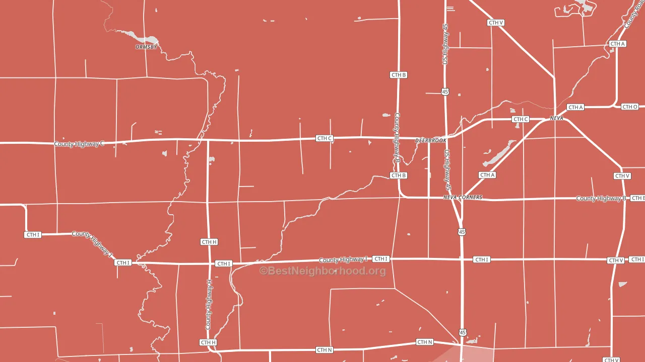Neva Corners, WI block-group political-lean map