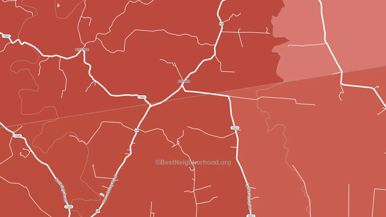 Nevada, KY block-group political-lean map