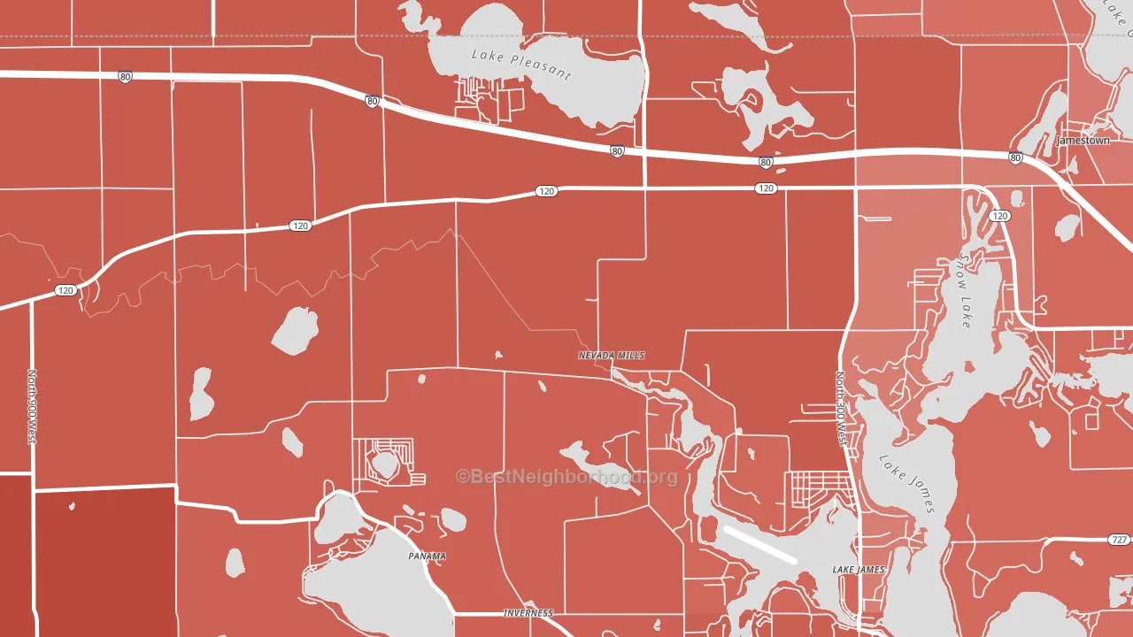 Nevada Mills, IN block-group political-lean map