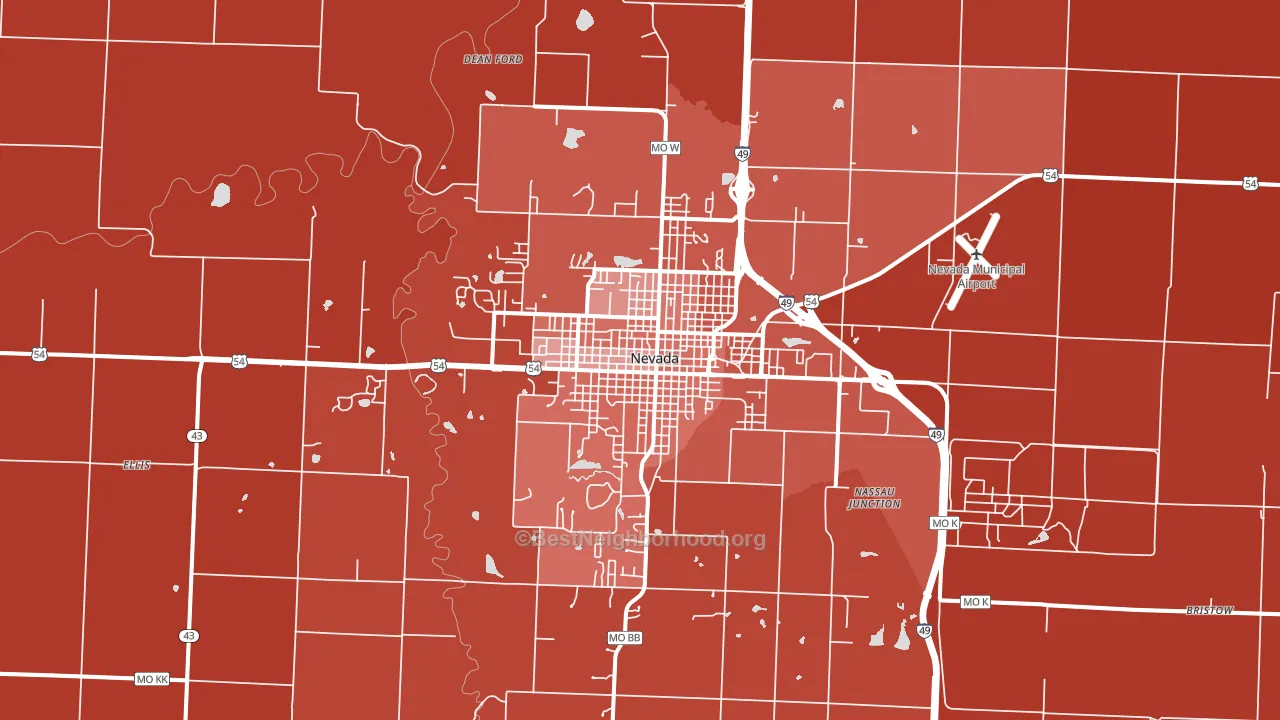 Nevada, MO block-group political-lean map