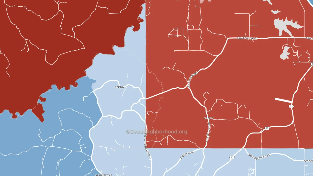 Nevada, MS block-group political-lean map