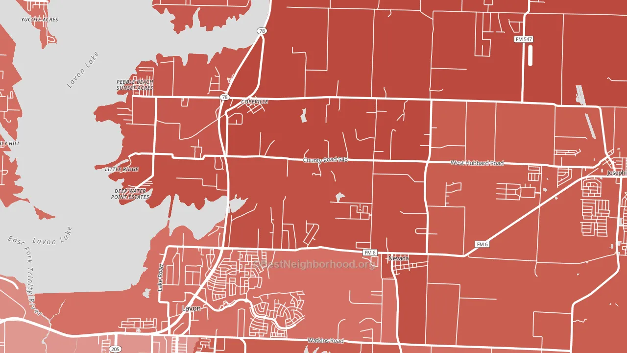 Nevada, TX block-group political-lean map