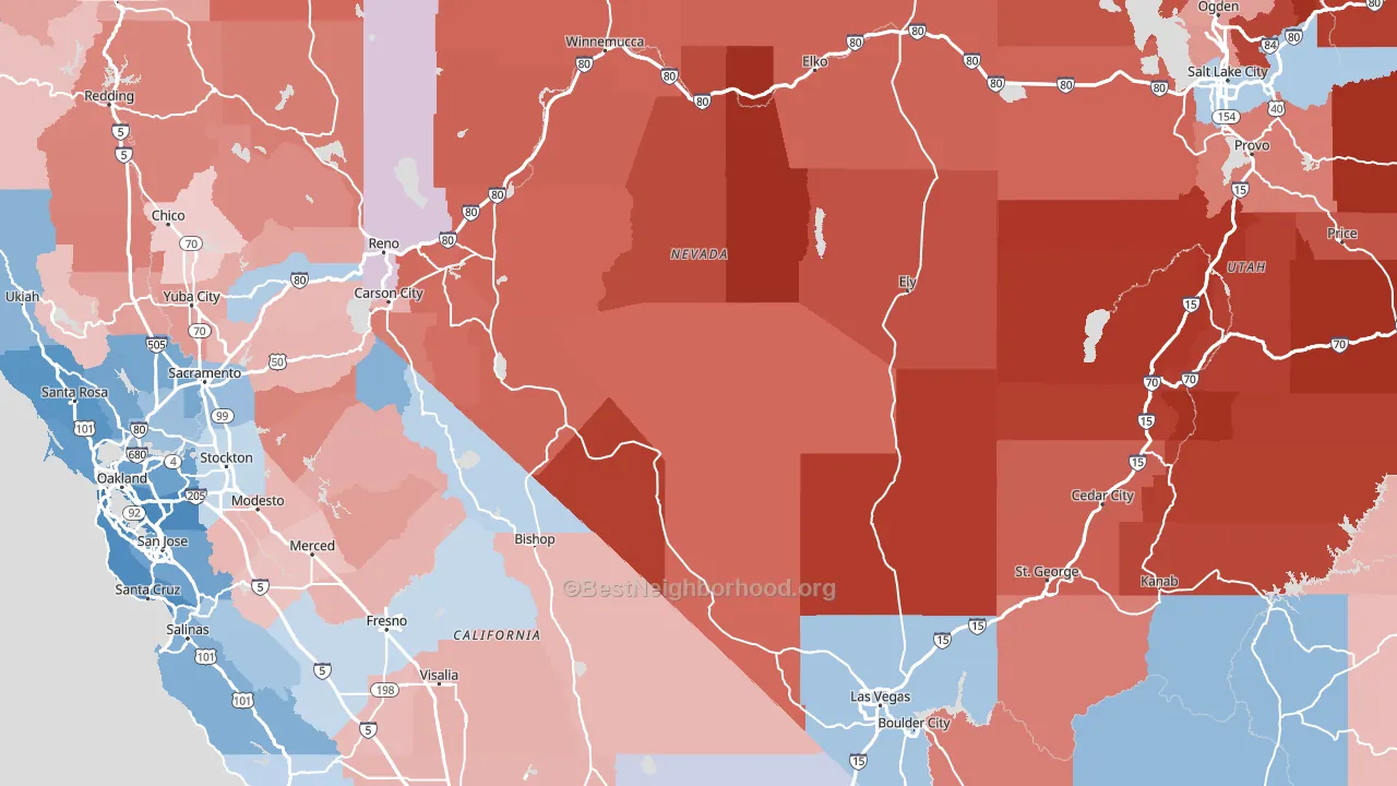Nevada block-group political-lean map