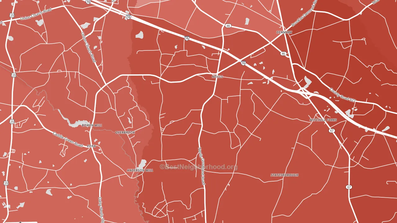 Nevils, GA block-group political-lean map
