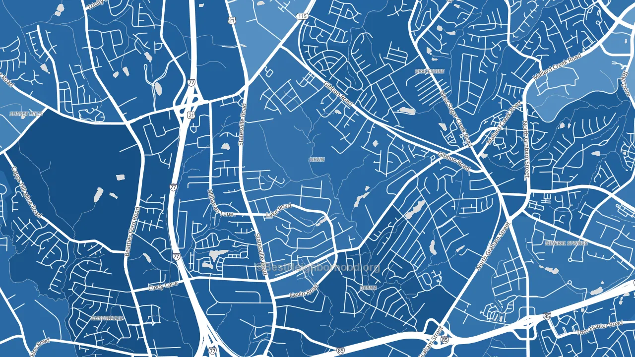 Nevin Community, Charlotte, NC block-group political-lean map