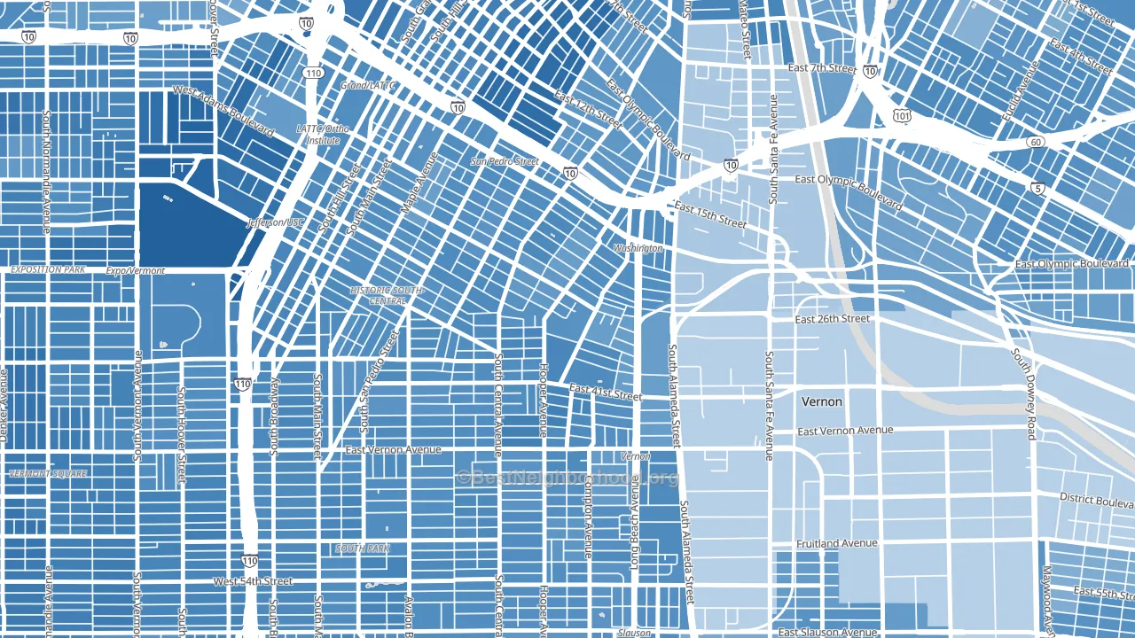Nevin, Los Angeles, CA block-group political-lean map